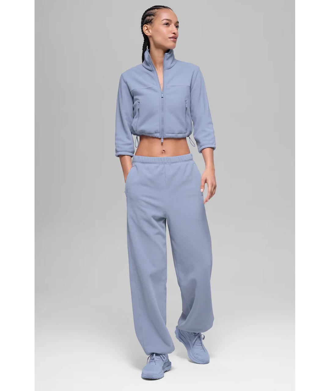 ALO YOGA Голубые хлопковые спортивные брюки и шорты, фото 6