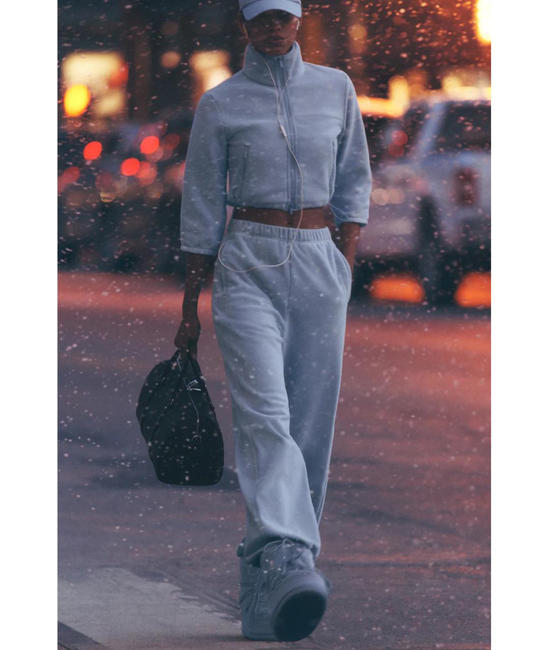 ALO YOGA Голубые хлопковые спортивные брюки и шорты, фото 2