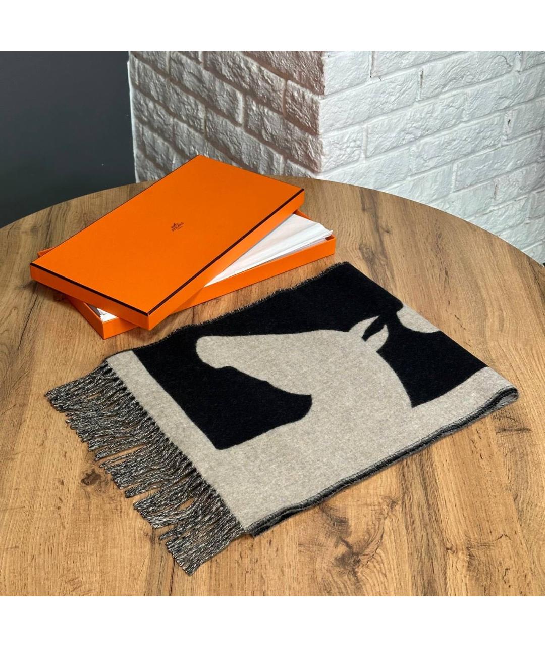 HERMES Бежевый кашемировый шарф, фото 2