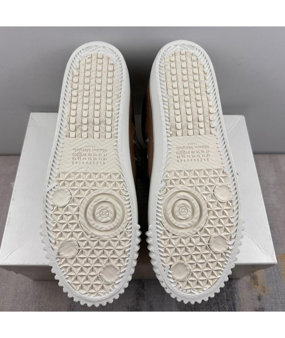 MAISON MARGIELA Коричневые кожаные низкие кроссовки / кеды, фото 6