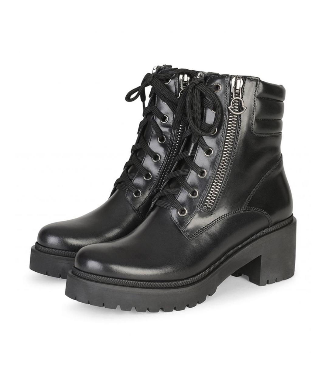 MONCLER Черные кожаные ботинки, фото 4