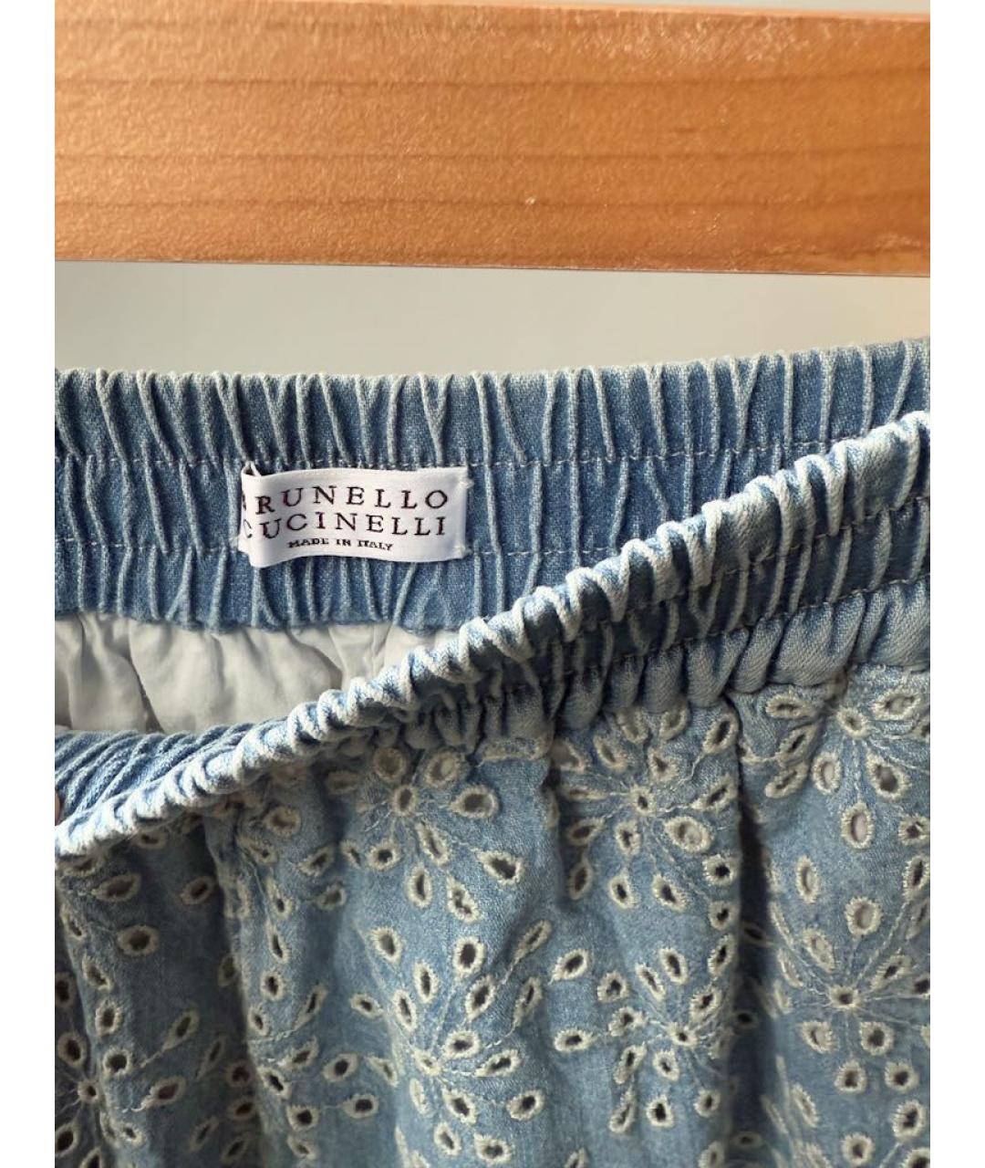 BRUNELLO CUCINELLI Синие хлопковые брюки и шорты, фото 3