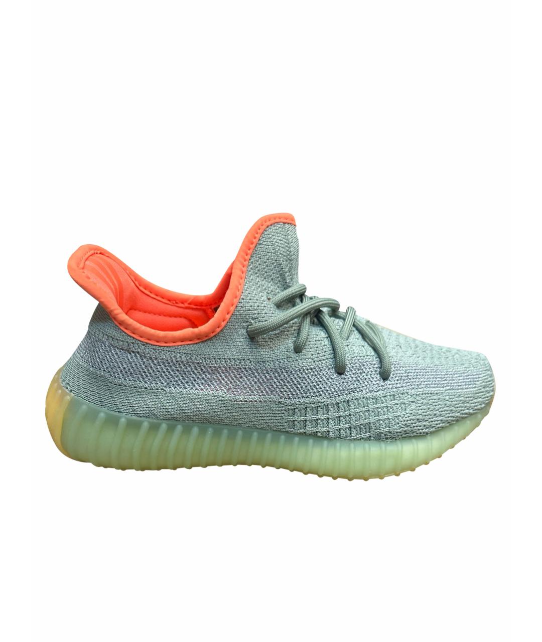 ADIDAS YEEZY Зеленые текстильные кроссовки, фото 1