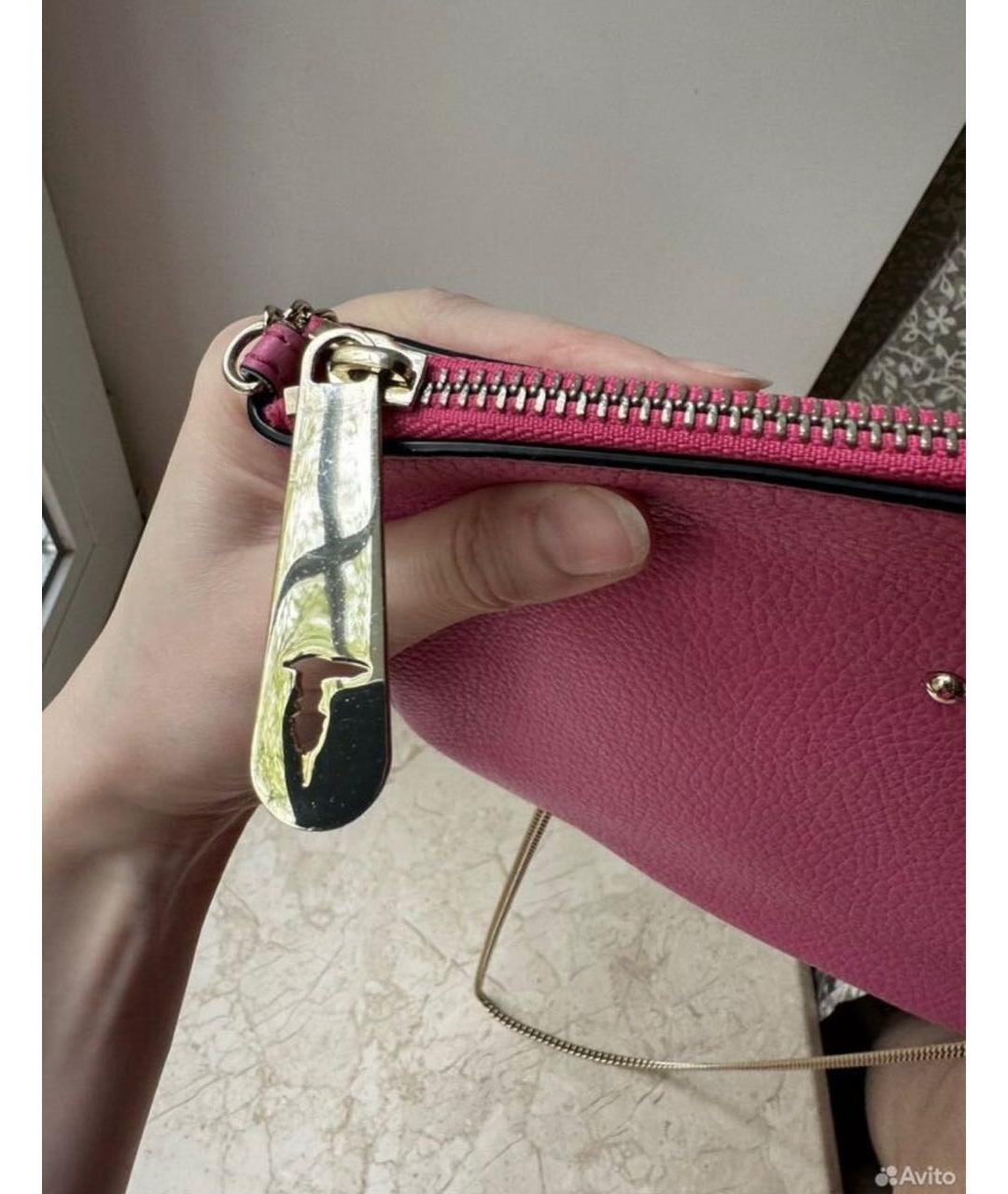 TRUSSARDI JEANS Розовая кожаная сумка через плечо, фото 5