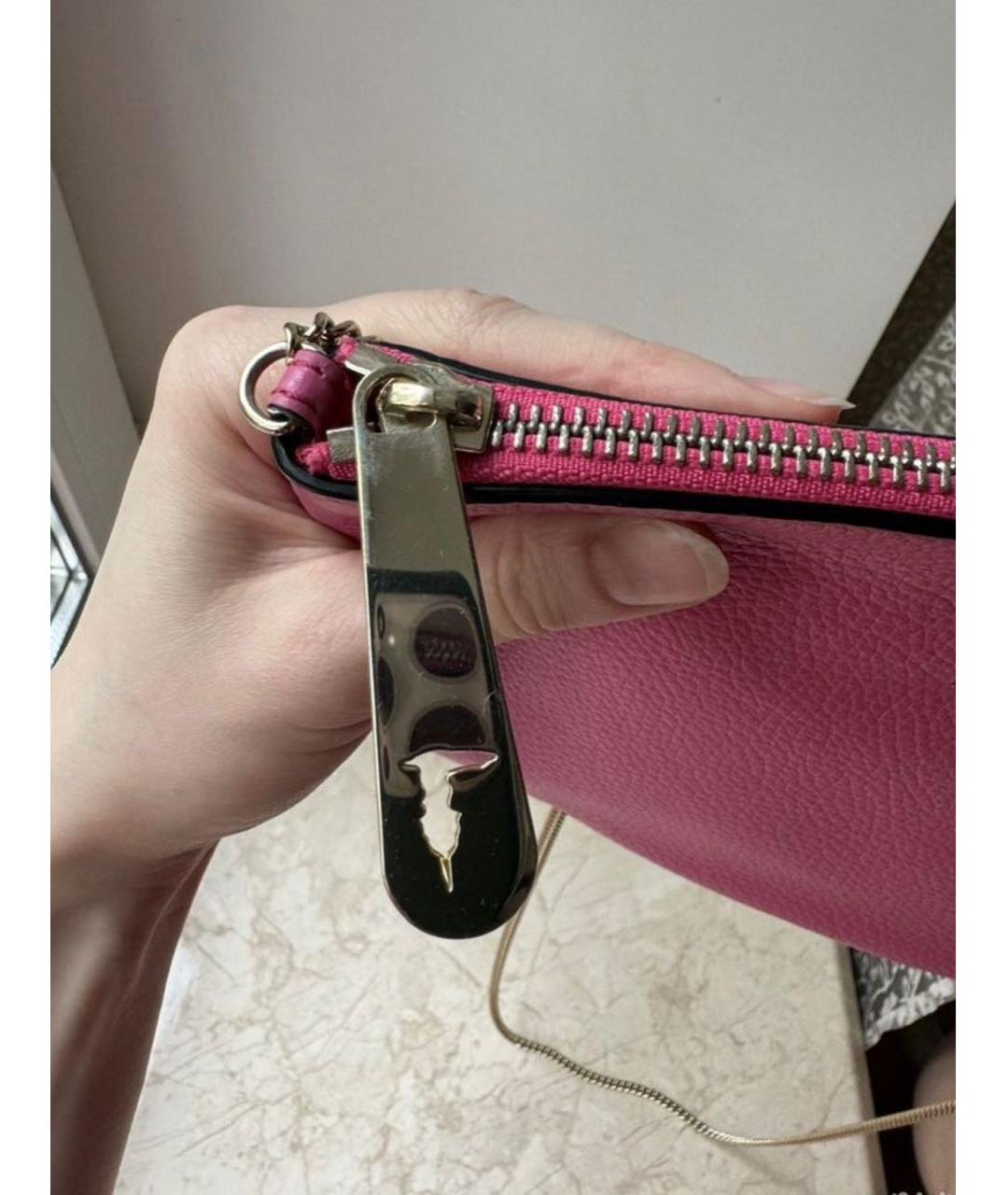 TRUSSARDI JEANS Розовая кожаная сумка через плечо, фото 4