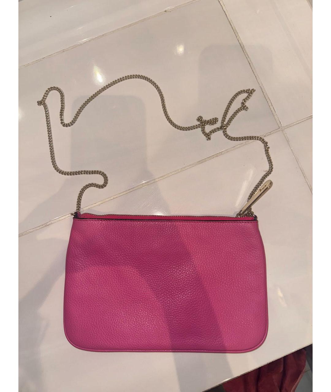 TRUSSARDI JEANS Розовая кожаная сумка через плечо, фото 3