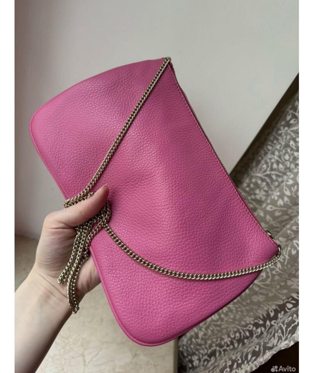 TRUSSARDI JEANS Розовая кожаная сумка через плечо, фото 7