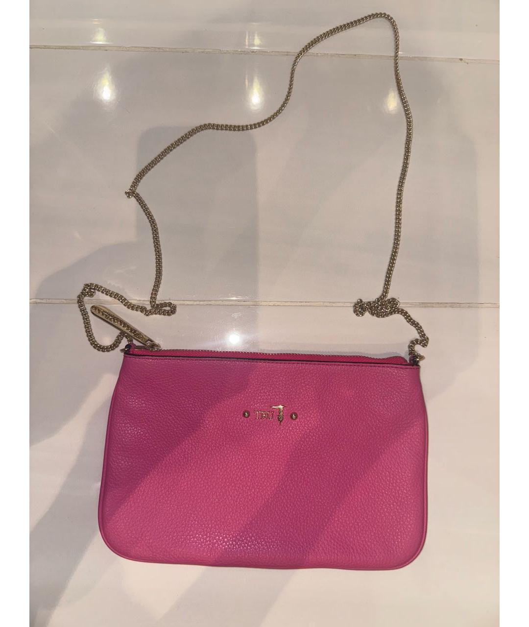 TRUSSARDI JEANS Розовая кожаная сумка через плечо, фото 8