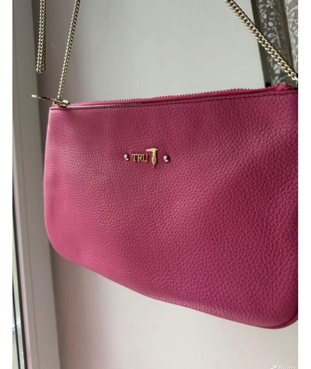 TRUSSARDI JEANS Розовая кожаная сумка через плечо, фото 2