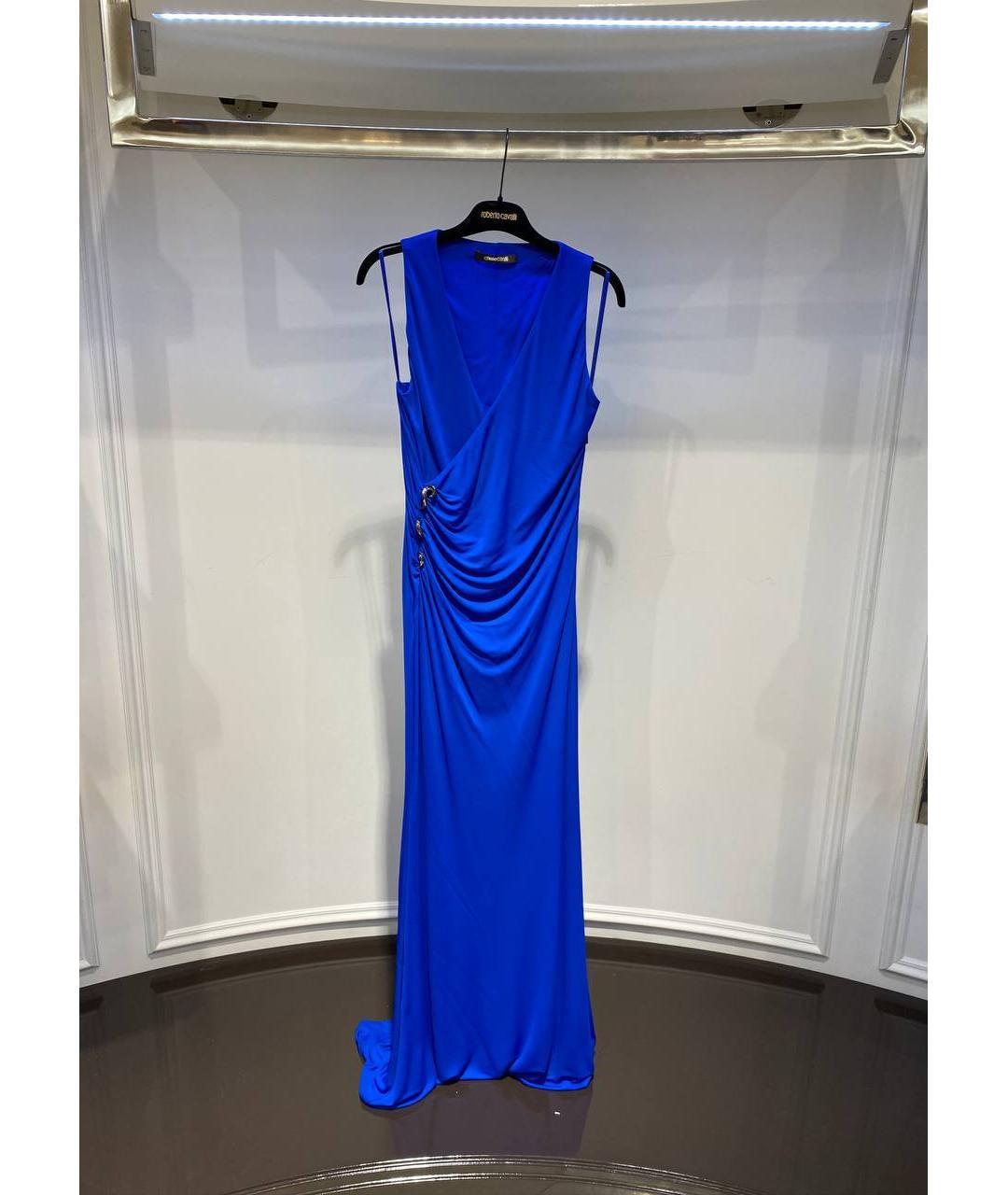 ROBERTO CAVALLI Синее вискозное платье, фото 4