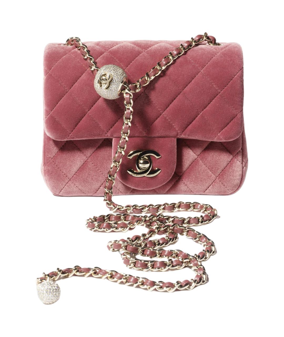CHANEL Розовая бархатная сумка через плечо, фото 2