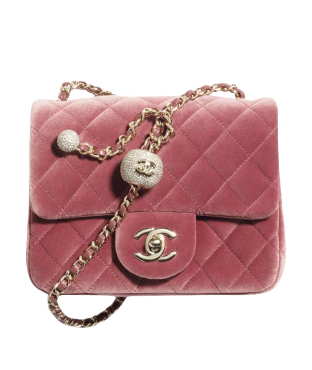 CHANEL Розовая бархатная сумка через плечо, фото 1