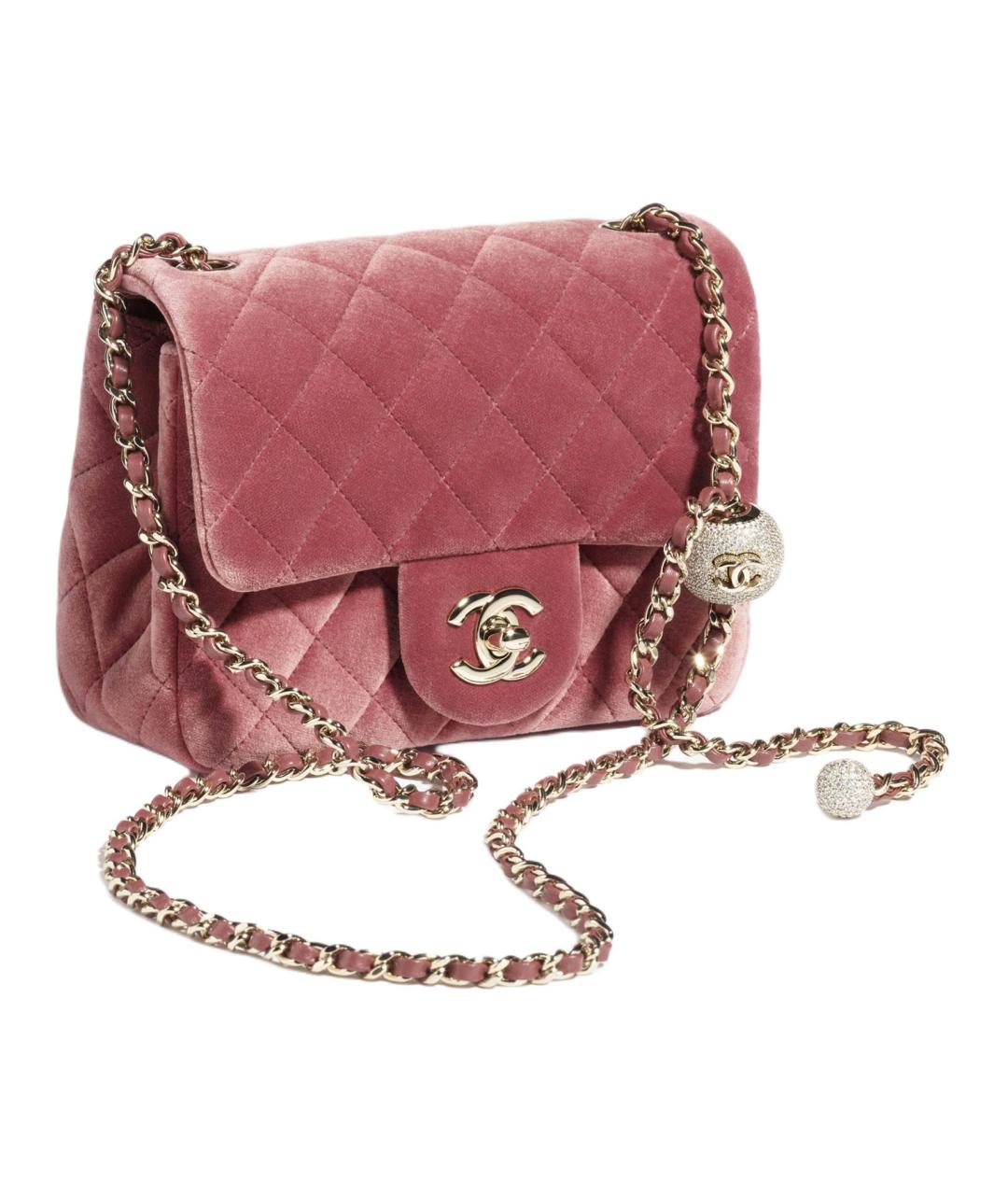 CHANEL Розовая бархатная сумка через плечо, фото 3
