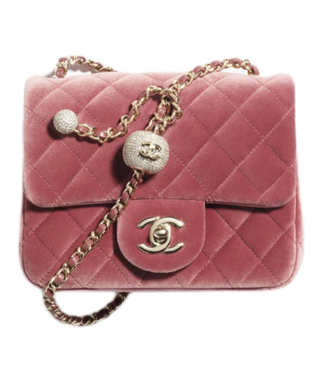 CHANEL Розовая бархатная сумка через плечо, фото 5