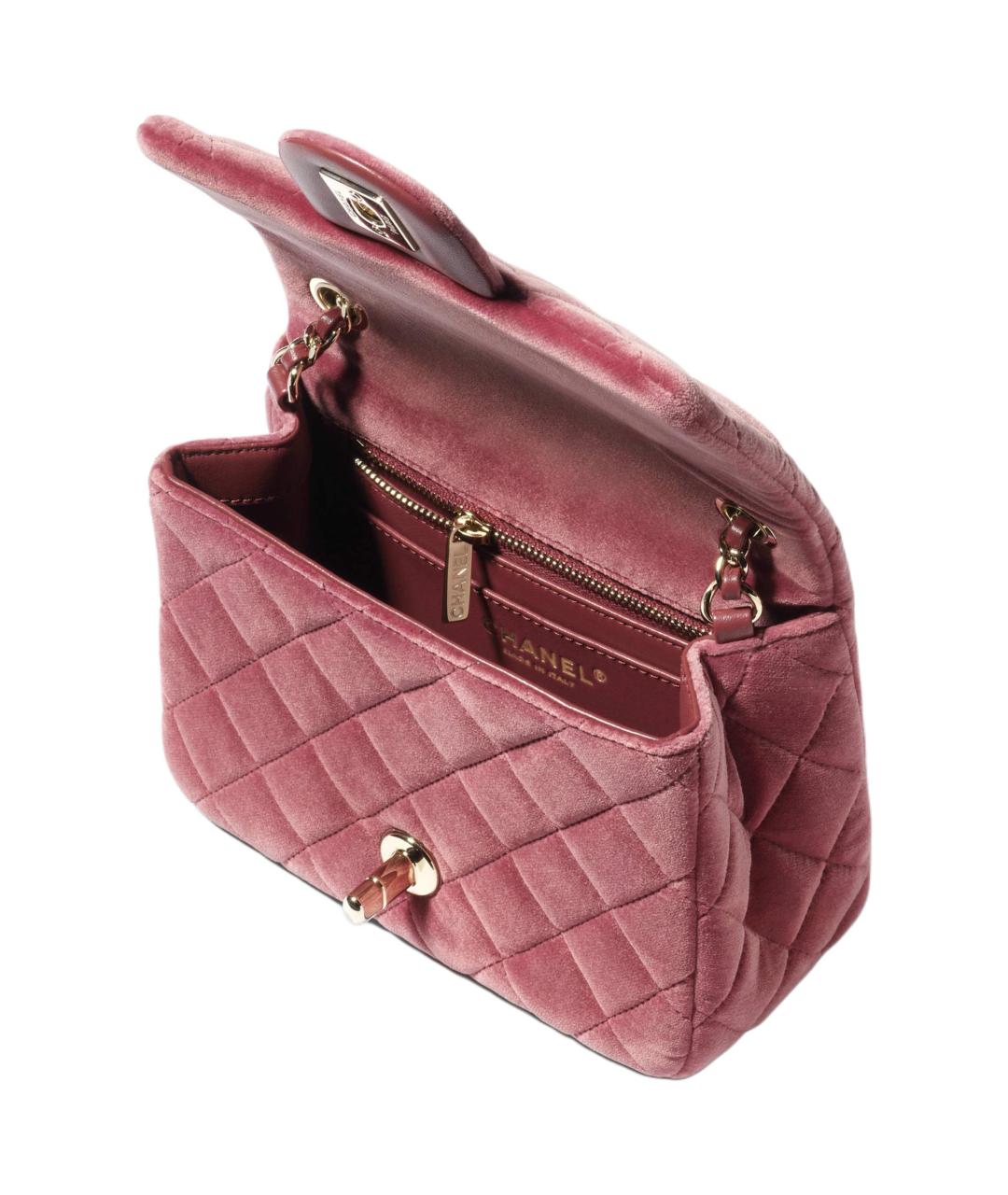 CHANEL Розовая бархатная сумка через плечо, фото 4