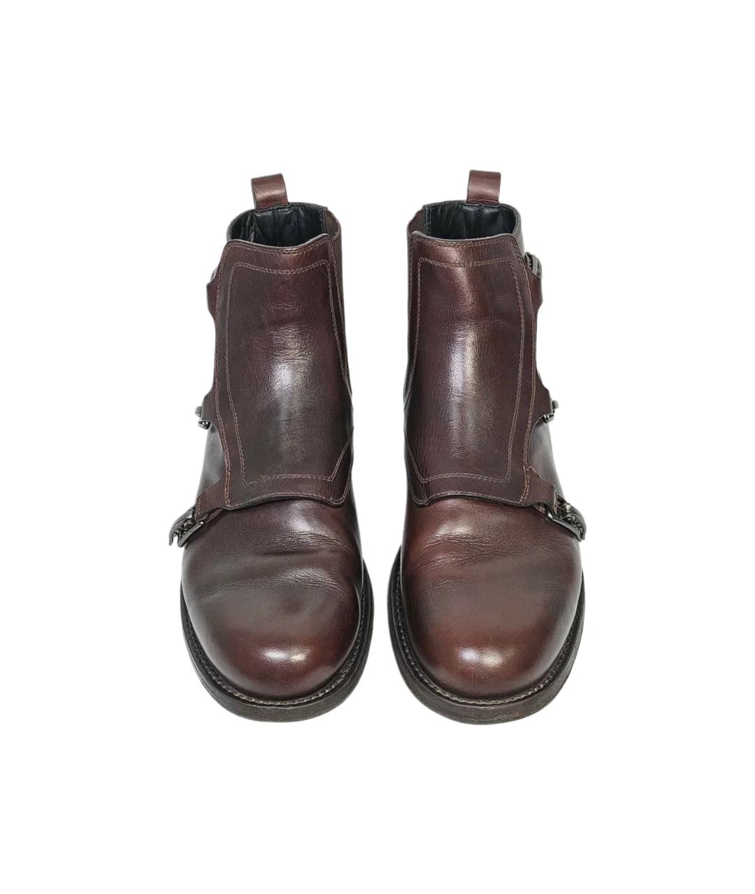 BOTTEGA VENETA Коричневые кожаные высокие ботинки, фото 3