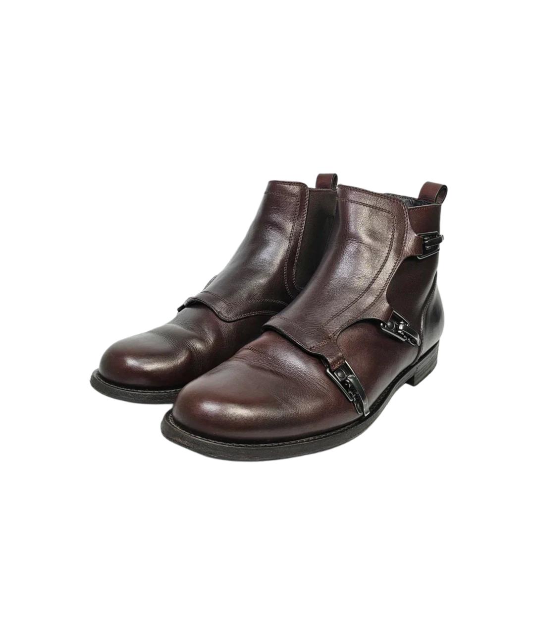 BOTTEGA VENETA Коричневые кожаные высокие ботинки, фото 4