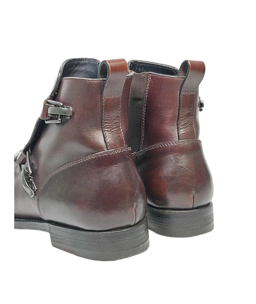 BOTTEGA VENETA Коричневые кожаные высокие ботинки, фото 6