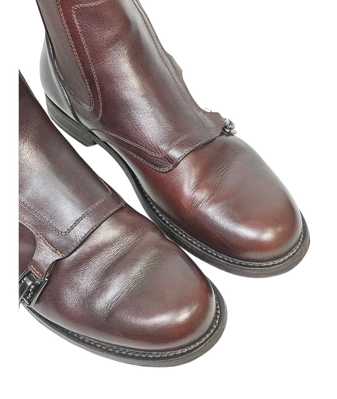 BOTTEGA VENETA Коричневые кожаные высокие ботинки, фото 5