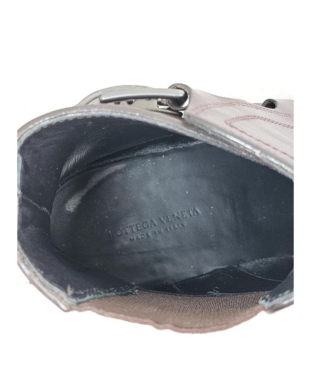 BOTTEGA VENETA Коричневые кожаные высокие ботинки, фото 8