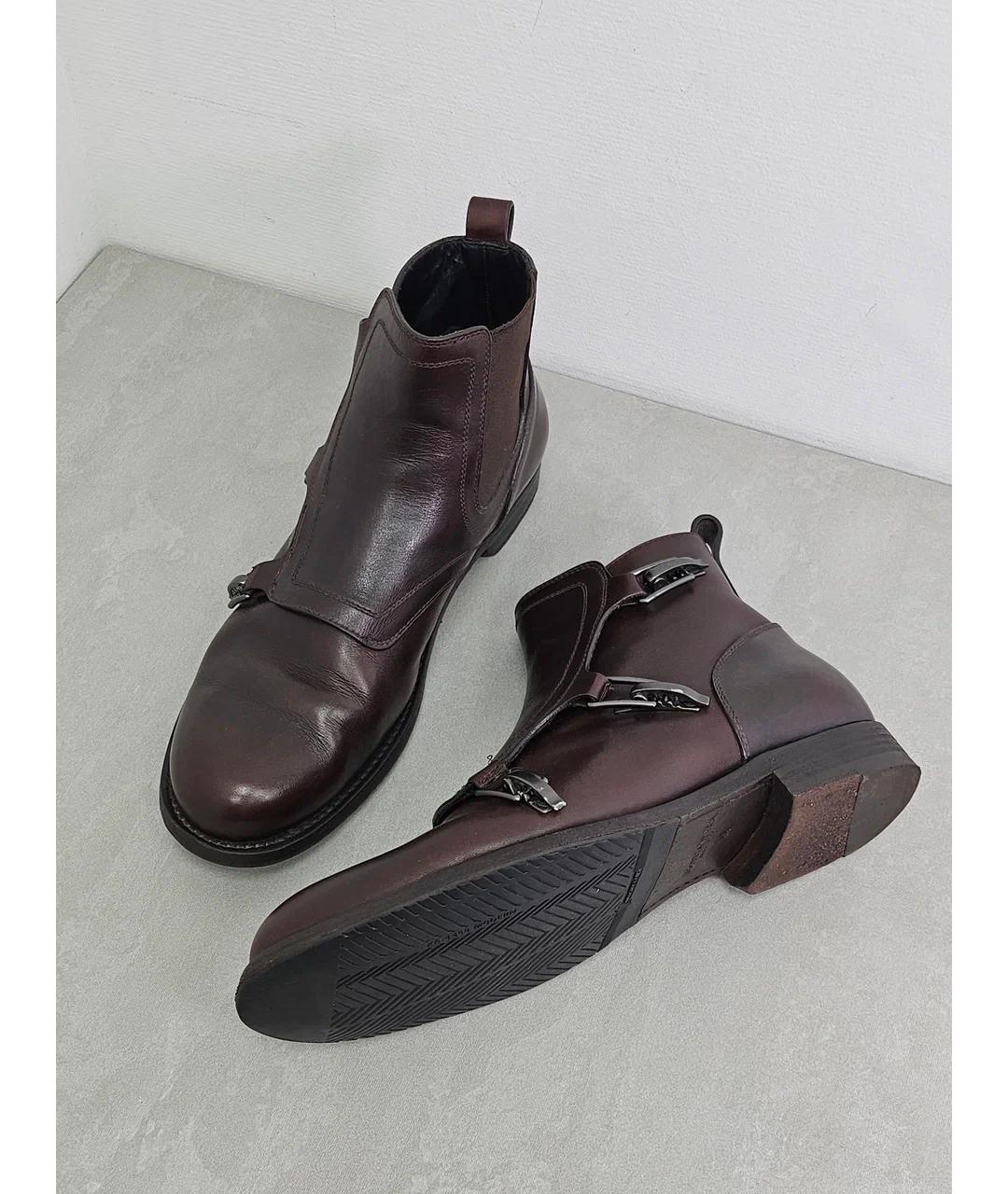 BOTTEGA VENETA Коричневые кожаные высокие ботинки, фото 9