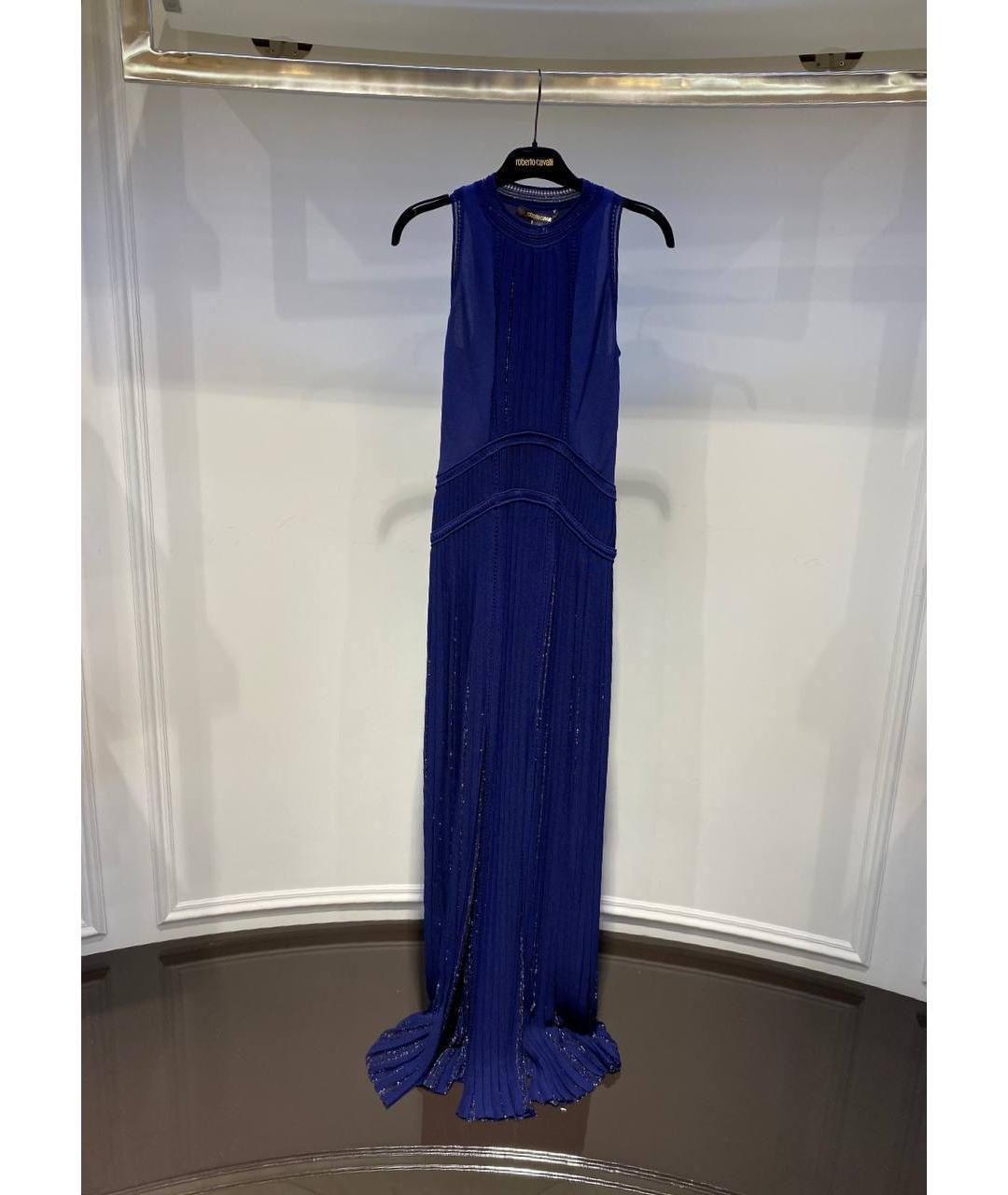 ROBERTO CAVALLI Синее вискозное вечернее платье, фото 4