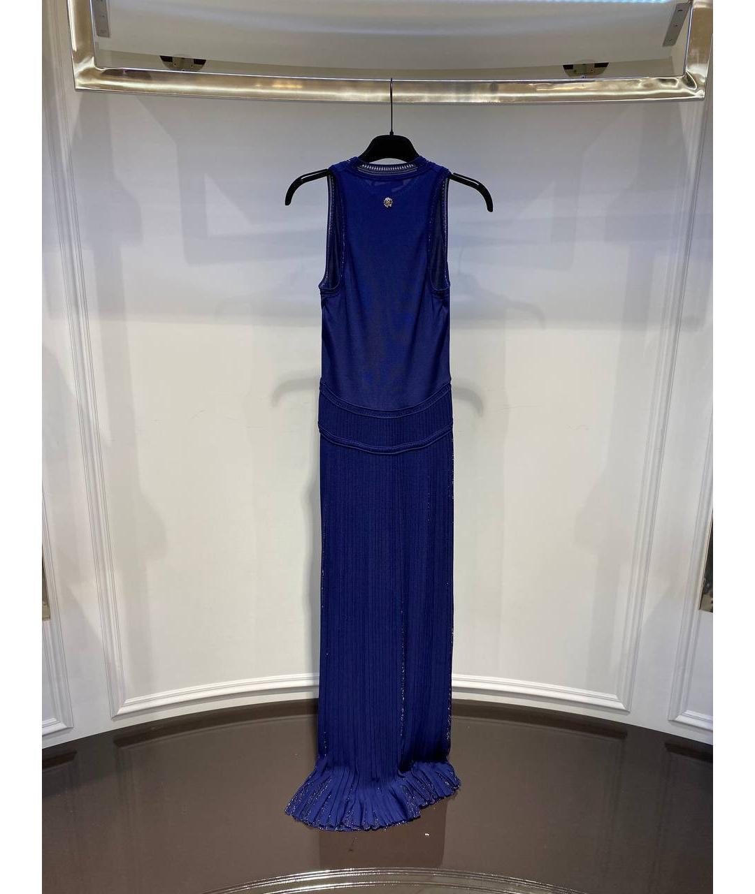 ROBERTO CAVALLI Синее вискозное вечернее платье, фото 3