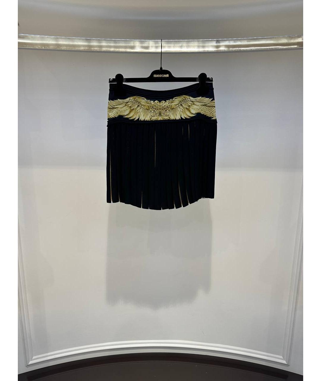 ROBERTO CAVALLI Черная вискозная юбка мини, фото 4