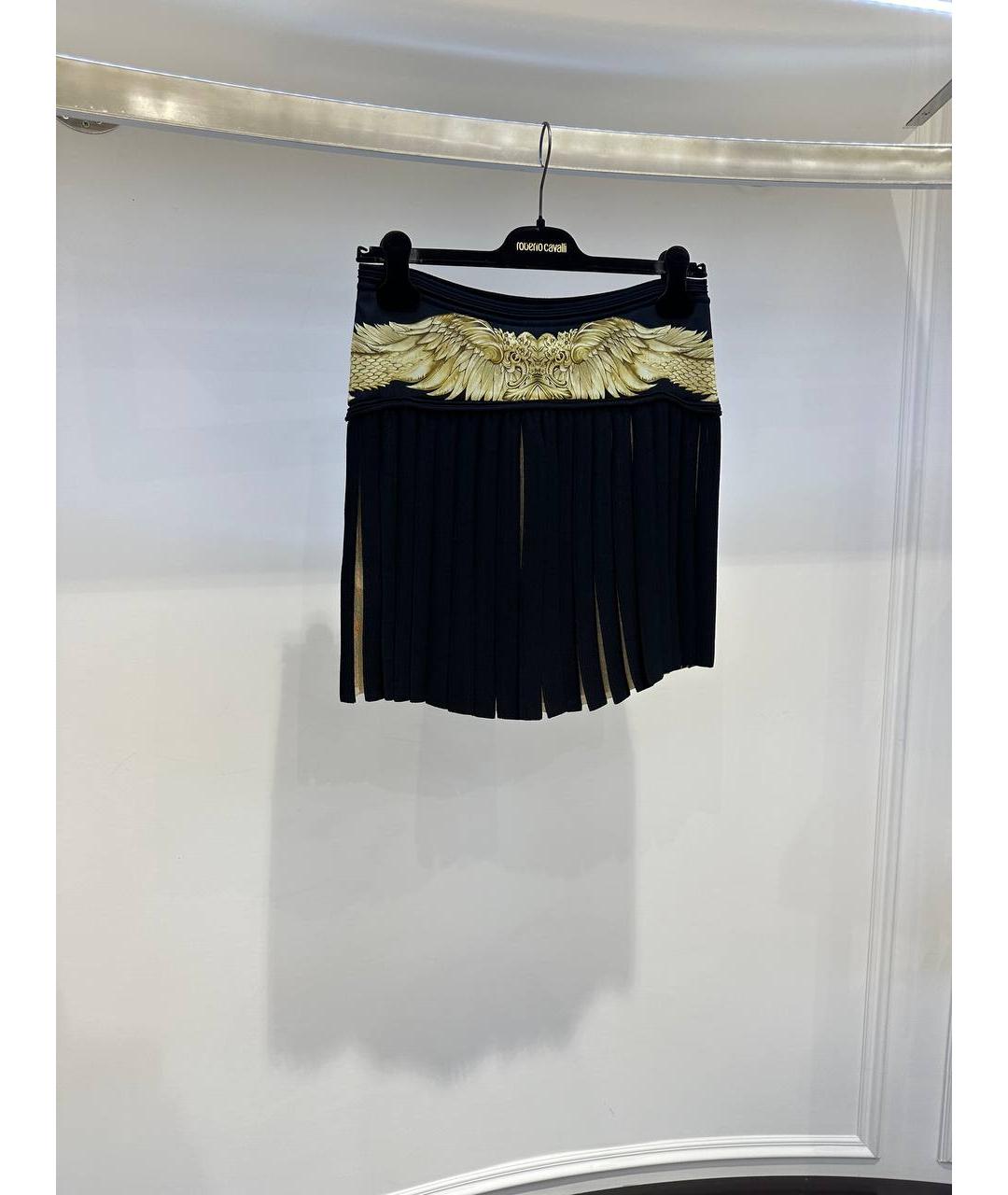 ROBERTO CAVALLI Черная вискозная юбка мини, фото 2