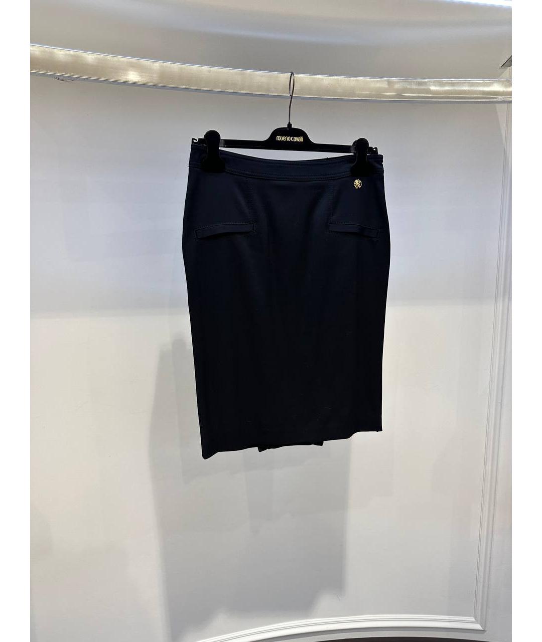 ROBERTO CAVALLI Черная шерстяная юбка миди, фото 2