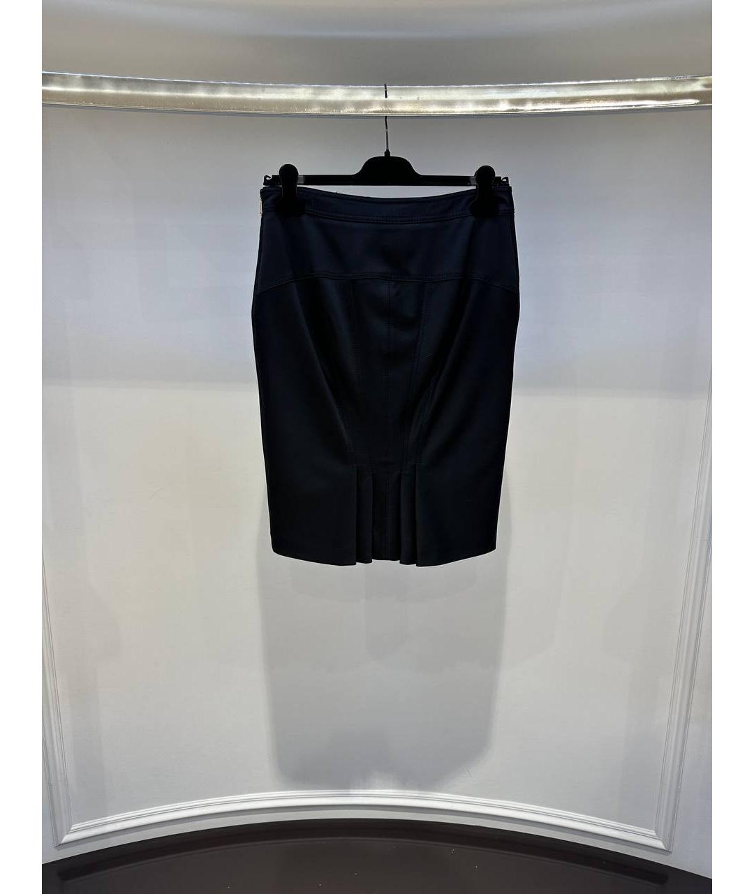 ROBERTO CAVALLI Черная шерстяная юбка миди, фото 3