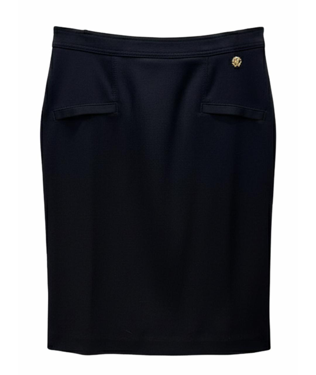 ROBERTO CAVALLI Черная шерстяная юбка миди, фото 1