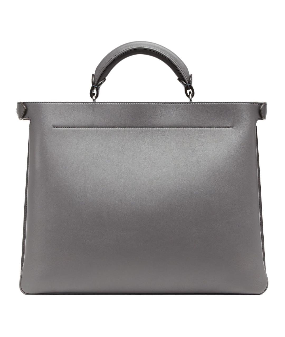 FENDI Серая кожаная сумка тоут, фото 4