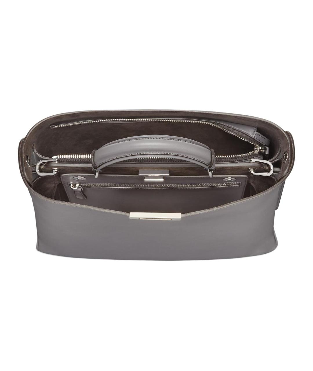 FENDI Серая кожаная сумка тоут, фото 5