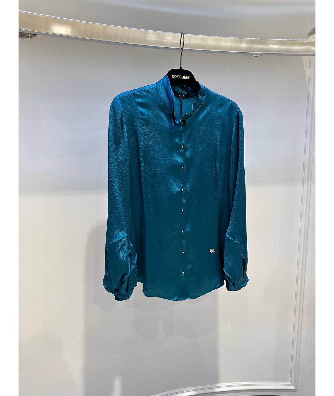 ROBERTO CAVALLI Бирюзовая шелковая блузы, фото 2