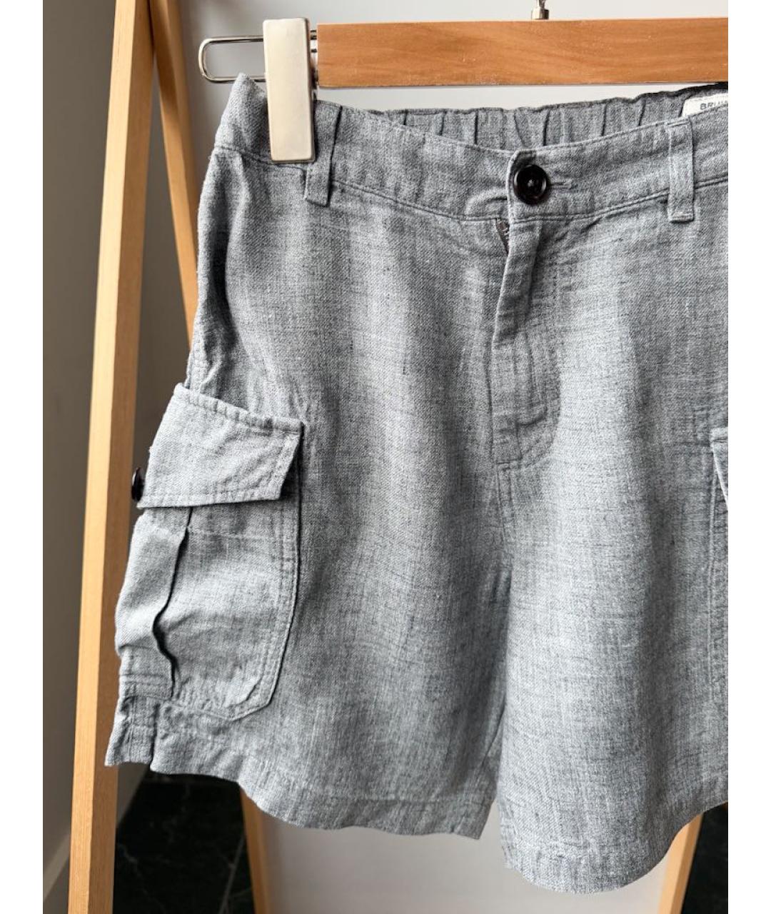 BRUNELLO CUCINELLI Серые льняные брюки и шорты, фото 3