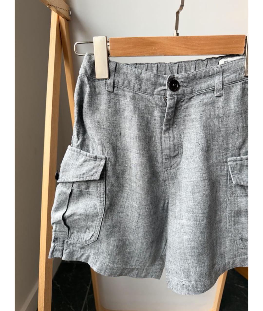 BRUNELLO CUCINELLI Серые льняные брюки и шорты, фото 5