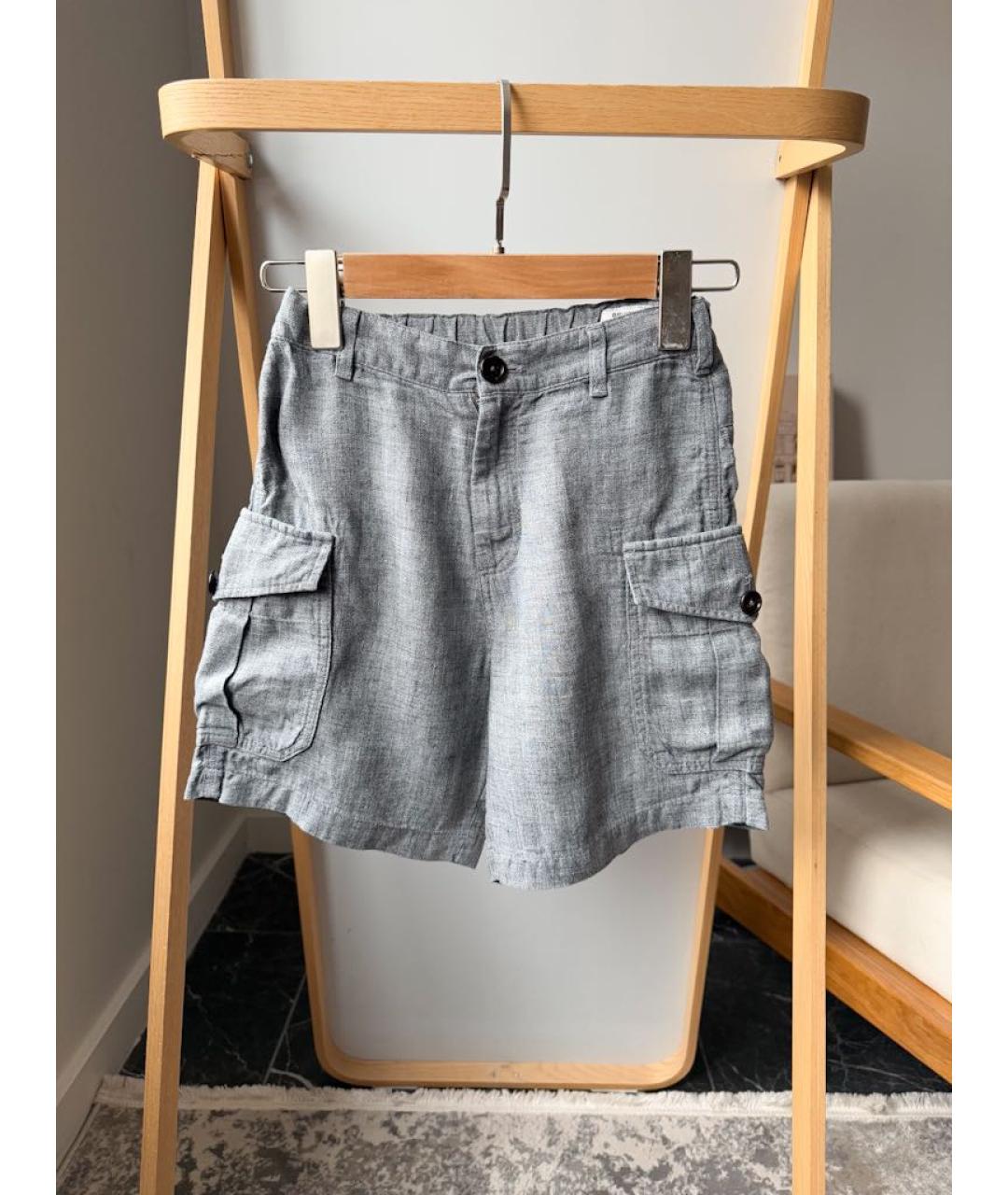 BRUNELLO CUCINELLI Серые льняные брюки и шорты, фото 6