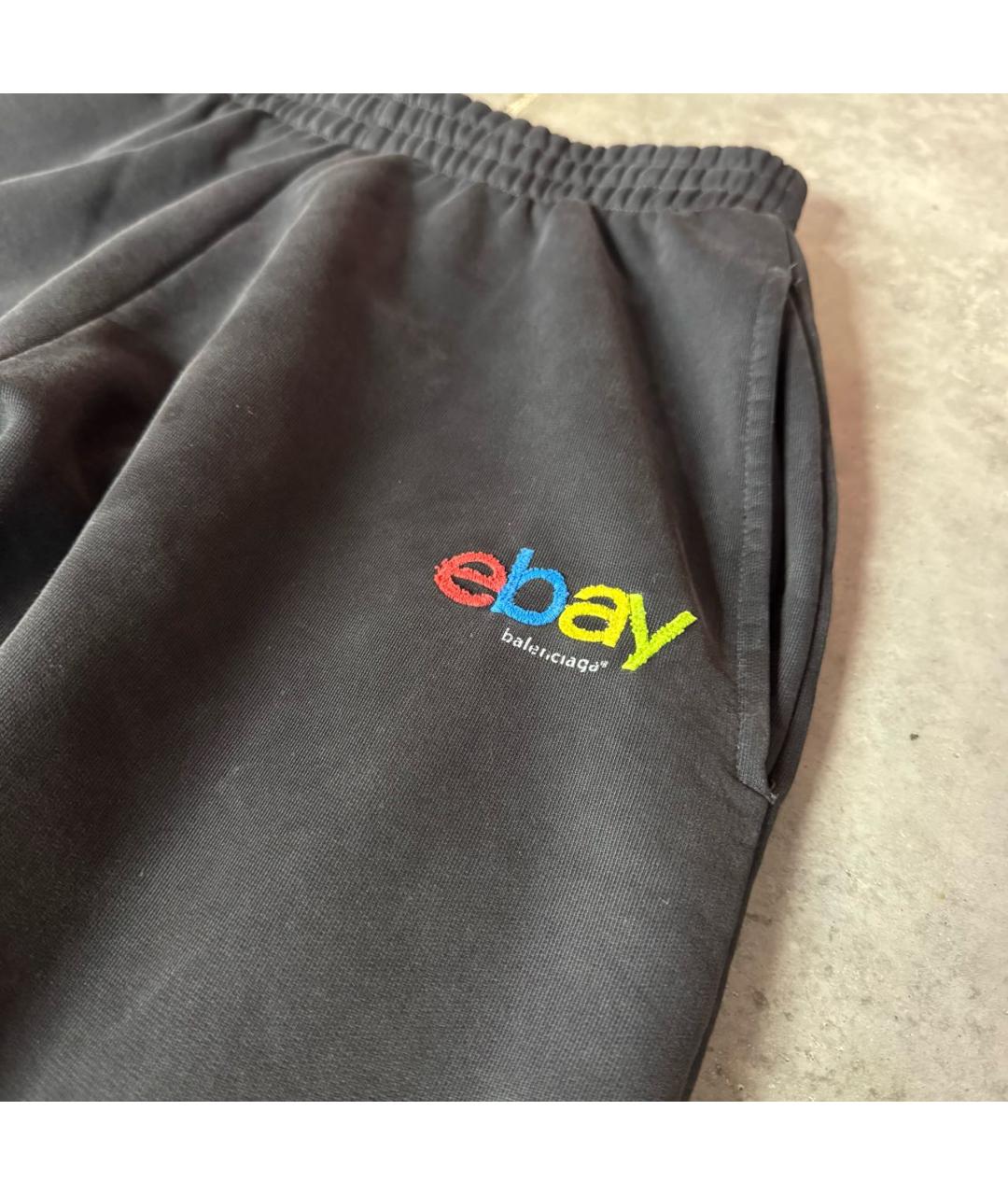 BALENCIAGA Антрацитовые хлопковые повседневные брюки, фото 3