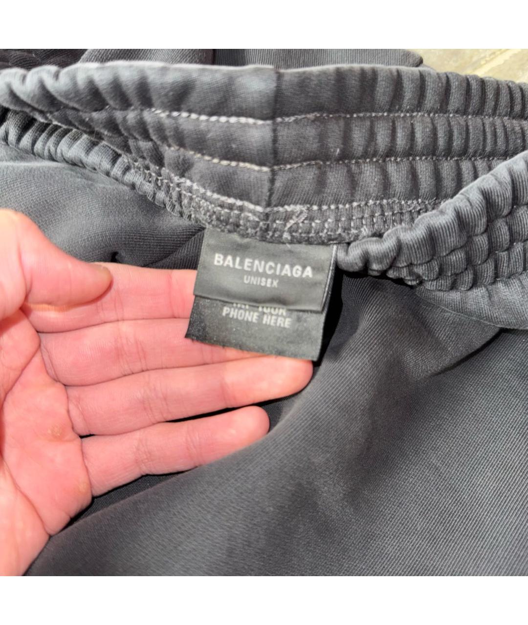 BALENCIAGA Антрацитовые хлопковые повседневные брюки, фото 6