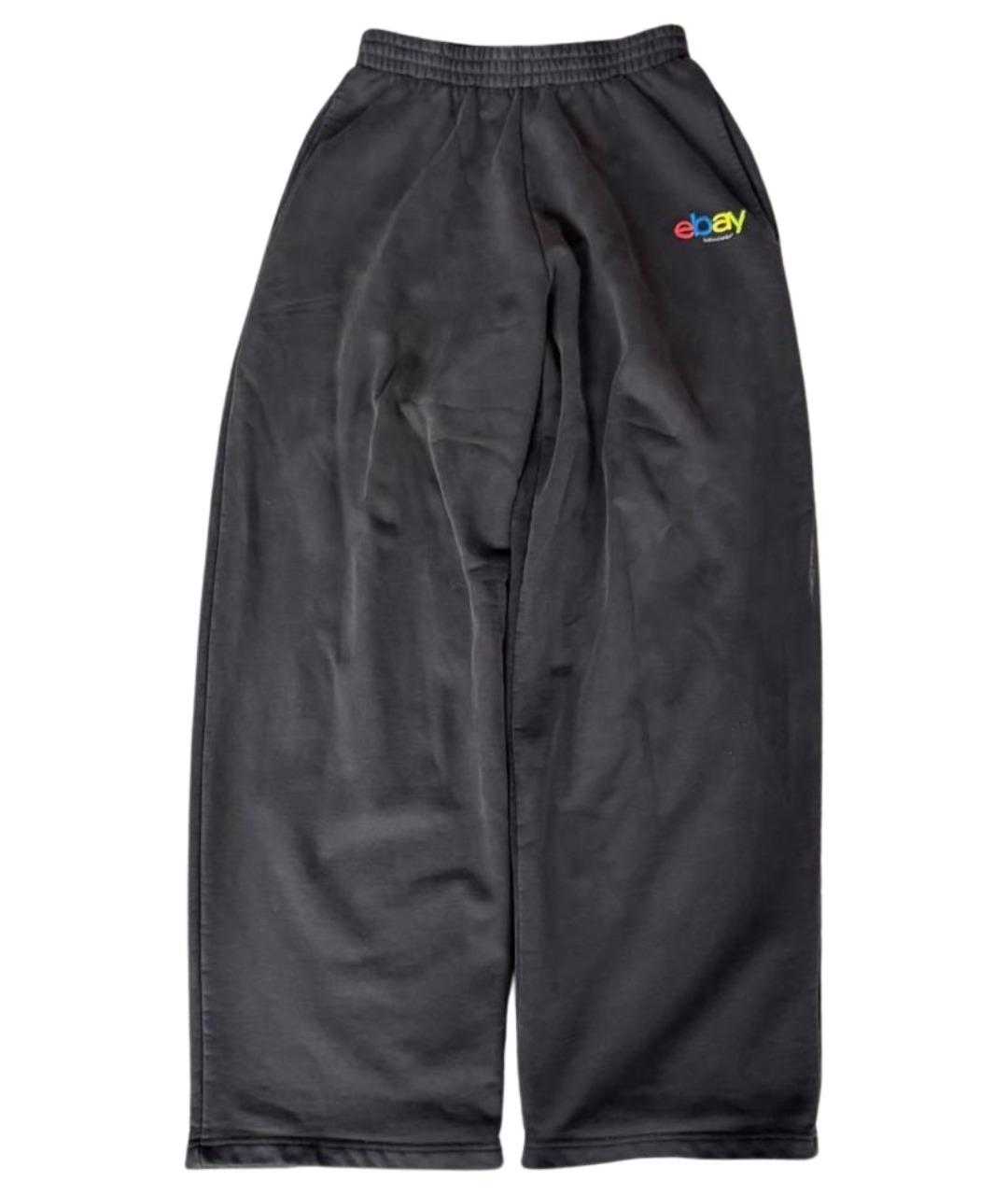 BALENCIAGA Антрацитовые хлопковые повседневные брюки, фото 1