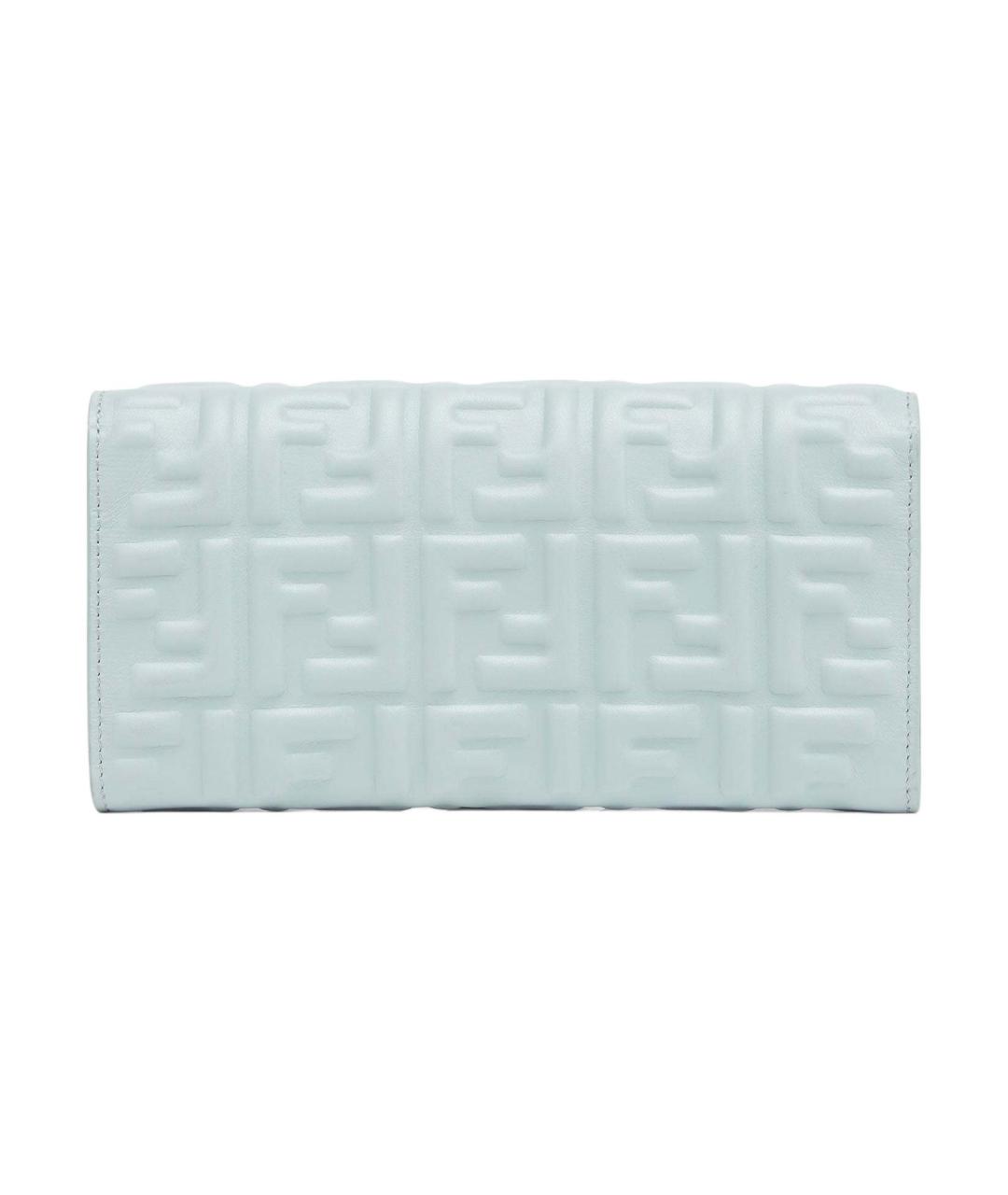 FENDI Бирюзовый кожаный кошелек, фото 3