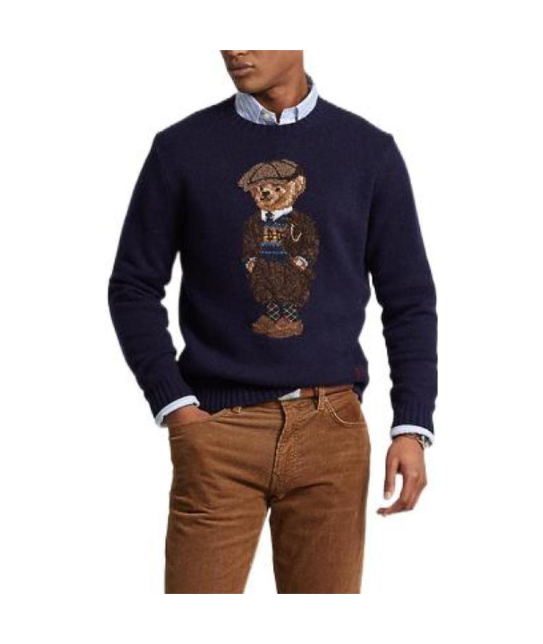 POLO RALPH LAUREN Темно-синий хлопковый джемпер / свитер, фото 2