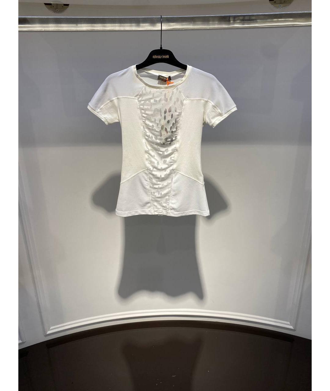 ROBERTO CAVALLI Белая хлопковая футболка, фото 4