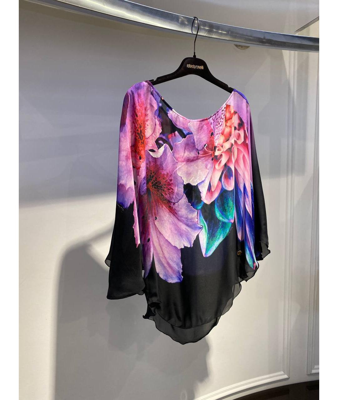 ROBERTO CAVALLI Мульти шелковая футболка, фото 2