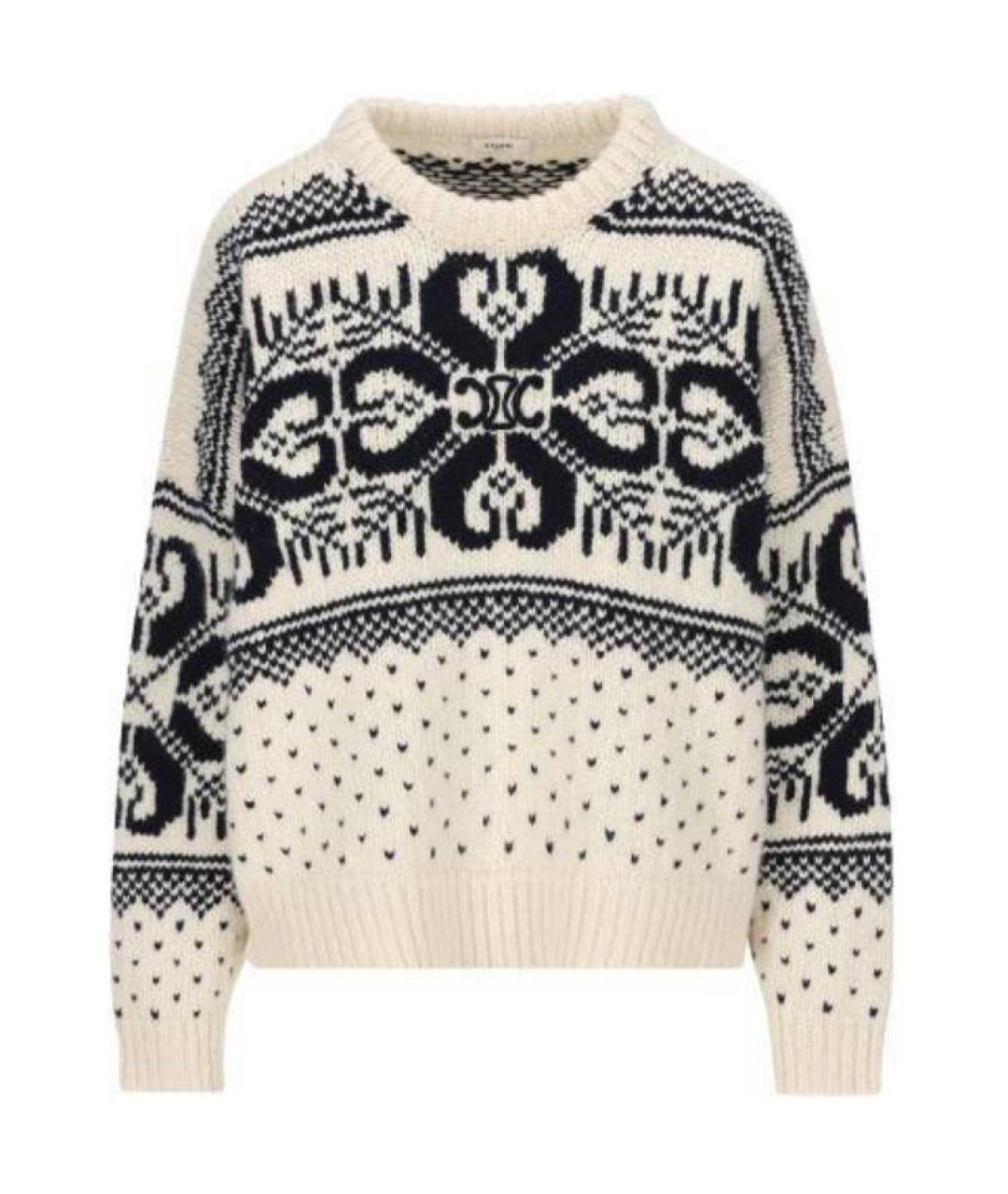 CELINE Белый шерстяной джемпер / свитер, фото 1