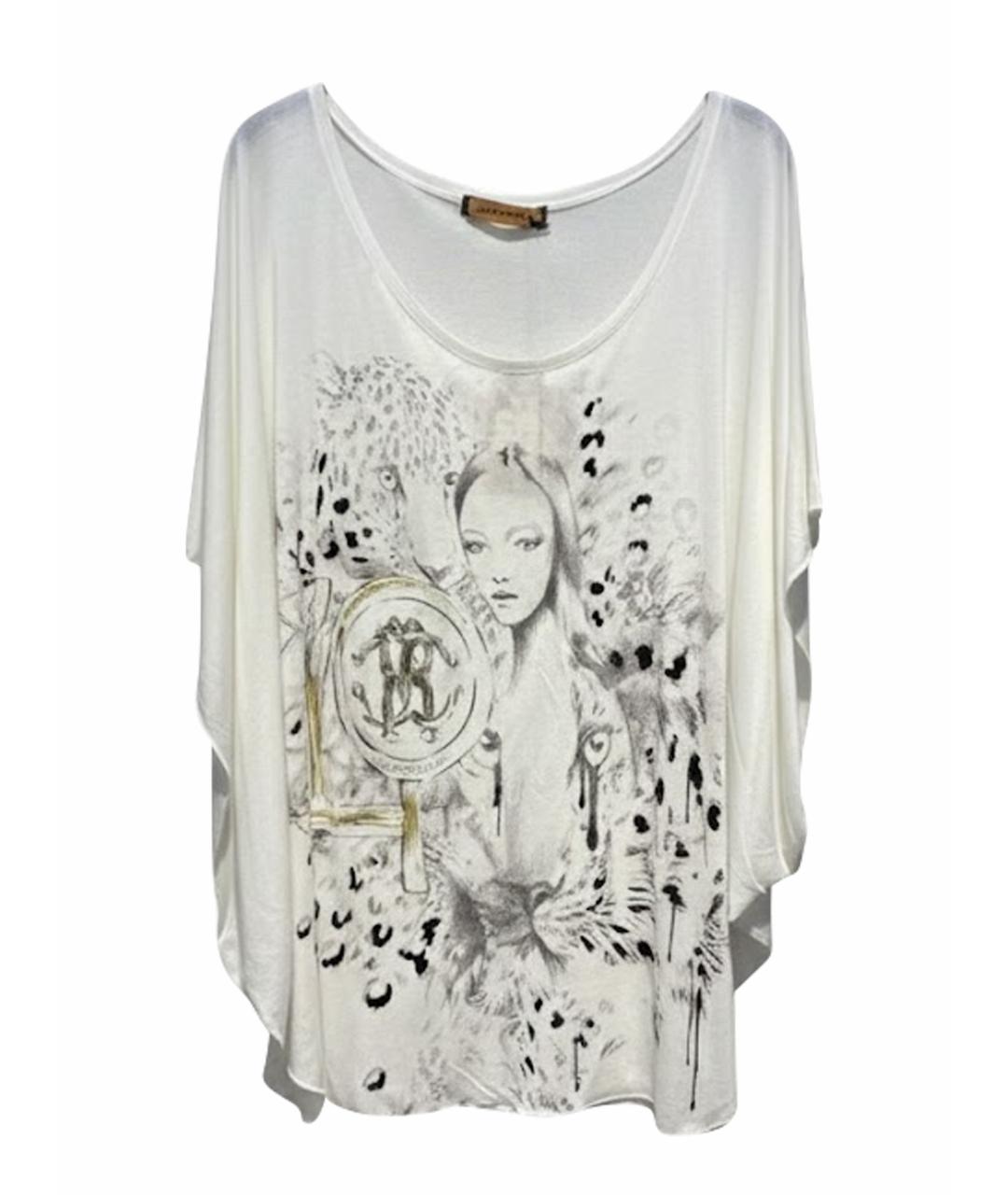 ROBERTO CAVALLI Белая шелковая футболка, фото 1