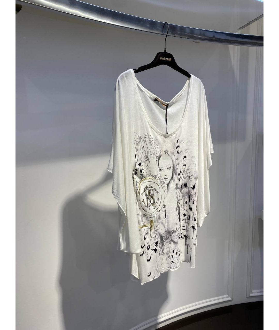 ROBERTO CAVALLI Белая шелковая футболка, фото 2