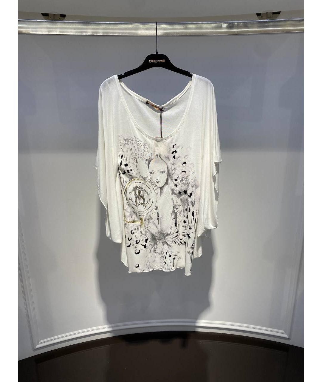 ROBERTO CAVALLI Белая шелковая футболка, фото 4