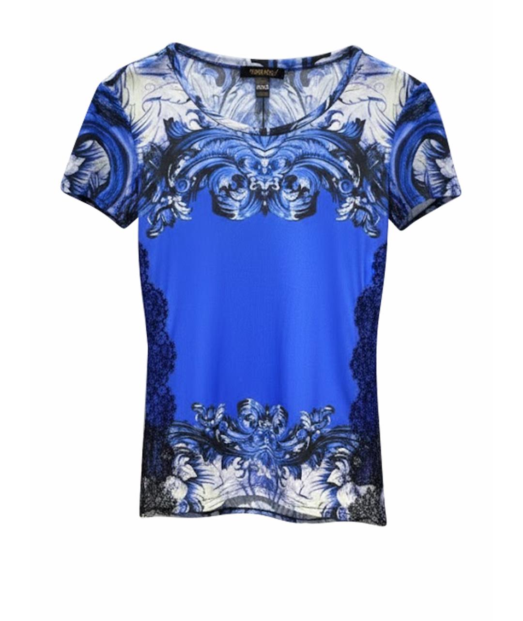 ROBERTO CAVALLI Синяя полиамидовая футболка, фото 1